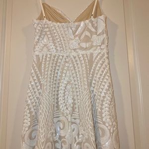 Nude and White Sequin Mini Dress
